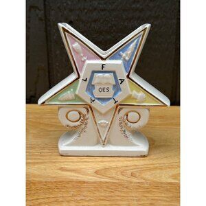 Order of the Eastern Star OES Ceramic Vase Planter Free Mason Vintage 5.5"